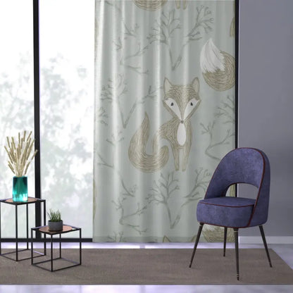 Transform your Space with Whimsical Fox Teal Curtains! - Sheer / White / 50’’ × 84’’ Home Decor