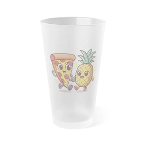 Frosted Pint Glass - Fun Pineapple Pizza Design - Dipaliz - 16oz / Beer Glasses