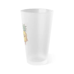Frosted Pint Glass - Fun Pineapple Pizza Design - Dipaliz - 16oz / Beer Glasses