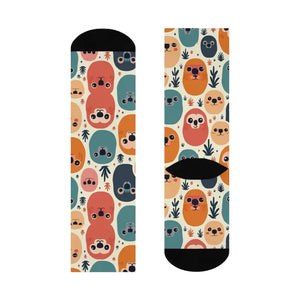 Cushioned Crew Socks - Cute Animal Print Comfort - Dipaliz - White / one Size / 3/4