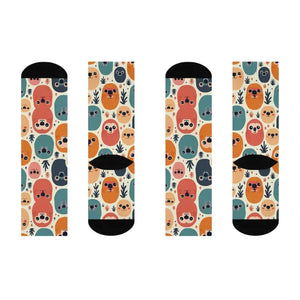 Cushioned Crew Socks - Cute Animal Print Comfort - Dipaliz - White / one Size / 3/4