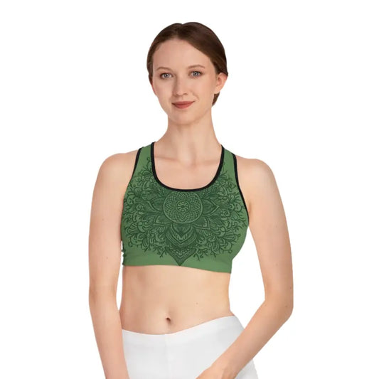 Your Inner Athlete with the Funky Fusion Green Sports Bra - s / Black Stitching Bras