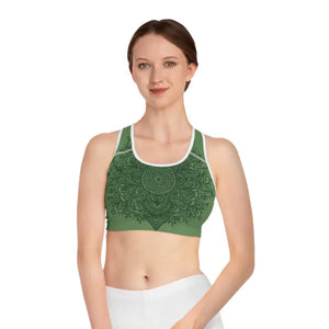 Green Sports Bra High Performance Bold Fashion Style - Dipaliz - s / White Stitching - Bras