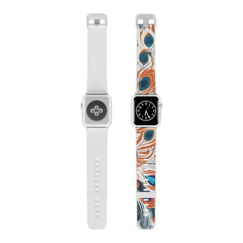 Thermo Elastomer Peacock Feather Apple Watch Band - 8’’ × 0.75’’ / 38 - 40 Mm / Silver Accessories