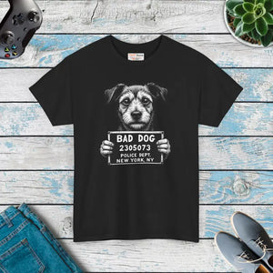Heavy Cotton Tee - Mischievous Pup Graphic Unisex Style - Dipaliz - Black / s - T-shirts