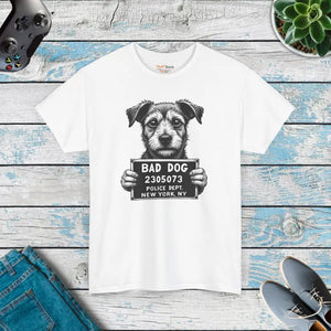 Heavy Cotton Tee - Mischievous Pup Graphic Unisex Style - Dipaliz - T-shirts