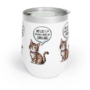 Funny Cat Wine Tumbler - 12oz Stainless Steel - Dipaliz - Tumblers