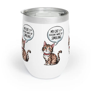 Funny Cat Wine Tumbler - 12oz Stainless Steel - Dipaliz - Tumblers