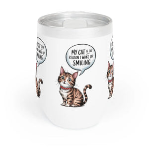 Funny Cat Wine Tumbler - 12oz Stainless Steel - Dipaliz - Tumblers