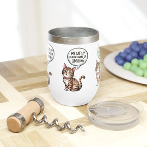 Funny Cat Wine Tumbler - 12oz Stainless Steel - Dipaliz - Tumblers