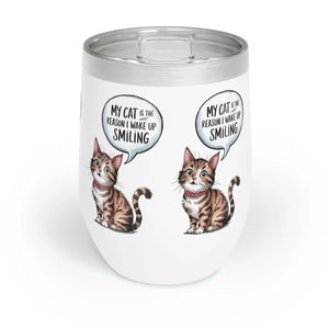 Funny Cat Wine Tumbler - 12oz Stainless Steel - Dipaliz - Tumblers