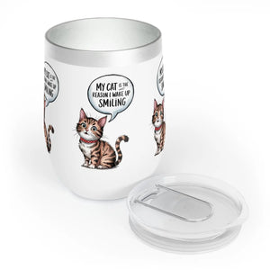 Funny Cat Wine Tumbler - 12oz Stainless Steel - Dipaliz - Tumblers