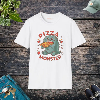 Unleash the Pizza Monster: Cozy Cotton Tee for All - White / s T-shirt