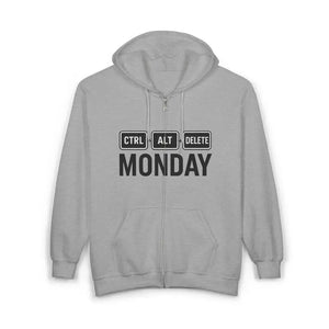 Funny Techie Hoodie Ctrl Alt Delete Monday Zip Up - Dipaliz - Hoodies