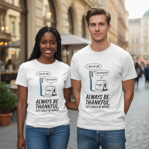 Funny Toilet Paper Thankful Tee Ribbed Knit Collars Dipaliz - T-shirts - s