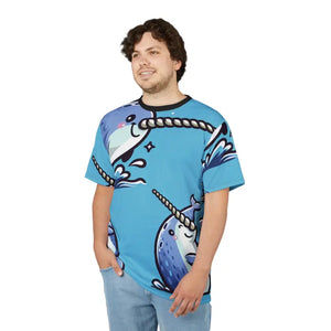 Whale Wonderland Tee Light Fabric Fun Unisex Aop Shirt - Dipaliz - Black Stitching / 4 Oz. / s - T-shirts