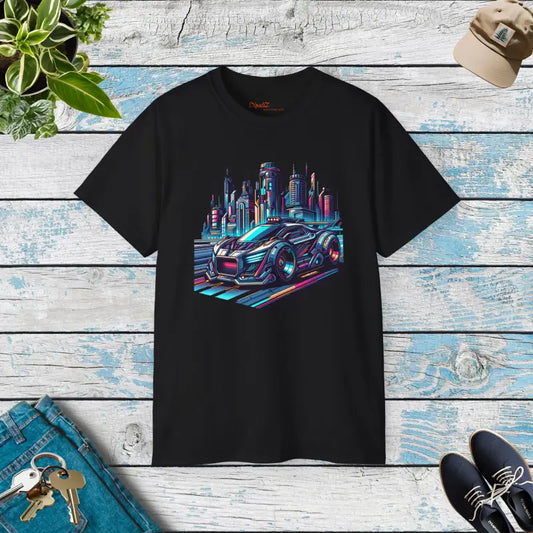 Futuristic City Car Ultra Cotton Tee - Black / s T-shirt