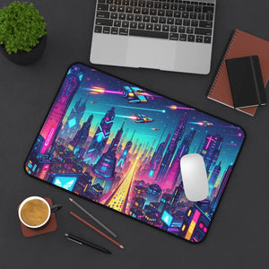 Futuristic City Desk Mat - Anti-slip Backing Design - Dipaliz - 12’’ × 18’’ - Computer Accessories