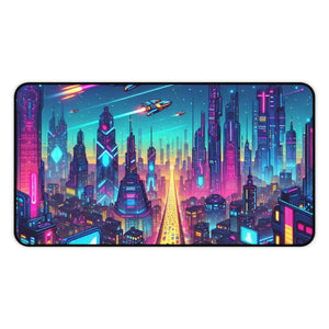 Futuristic City Desk Mat - Anti-slip Backing Design - Dipaliz - 12’’ × 22’’ - Computer Accessories