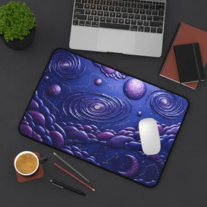 Galaxy Dream Desk Mat - Purple Nebula Space Design - Dipaliz - 12’’ × 18’’ - Computer Accessories