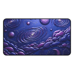 Galaxy Dream Desk Mat - Purple Nebula Space Design - Dipaliz - 12’’ × 22’’ - Computer Accessories