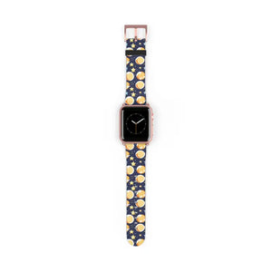 Watch Band - Faux Leather Galaxy Stars Moon Pattern - Dipaliz - 38 - 41 Mm / Rose Gold Matte - Bands