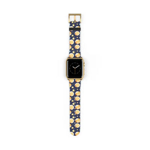 Watch Band - Faux Leather Galaxy Stars Moon Pattern - Dipaliz - 38 - 41 Mm / Gold Matte - Bands