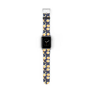 Watch Band - Faux Leather Galaxy Stars Moon Pattern - Dipaliz - 38 - 41 Mm / Silver Matte - Bands