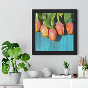 Gallery Canvas Wraps - Tulips Blue Framed Poster - Dipaliz - 16″ x / Black - Posters Prints & Visual Artwork