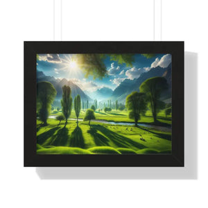 Poster - Gallery Canvas Wraps Landscape Trees Bright Sky Decor by Dipaliz 16″ x 12″ / Black