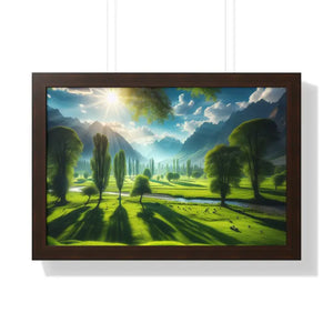 Poster - Gallery Canvas Wraps Landscape Trees Bright Sky Decor by Dipaliz 24″ x 16″ / Walnut