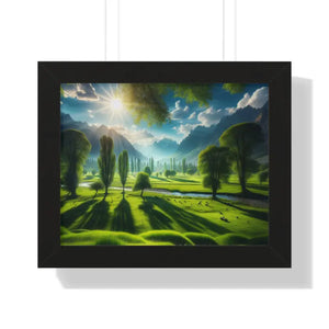 Poster - Gallery Canvas Wraps Landscape Trees Bright Sky Decor by Dipaliz 14″ x 11″ / Black