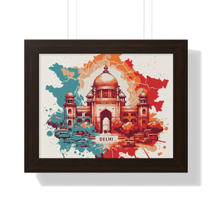 Framed Delhi Map Gallery Canvas Wraps - Home Decor - Dipaliz - 14″ x 11″ / Walnut - Poster