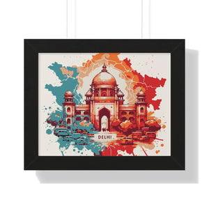 Framed Delhi Map Gallery Canvas Wraps - Home Decor - Dipaliz - 14″ x 11″ / Black - Poster