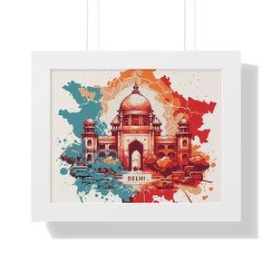 Framed Delhi Map Gallery Canvas Wraps - Home Decor - Dipaliz - 14″ x 11″ / White - Poster