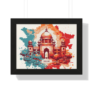 Framed Delhi Map Gallery Canvas Wraps - Home Decor - Dipaliz - 16″ x 12″ / Black - Poster