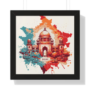 Framed Delhi Map Gallery Canvas Wraps - Home Decor - Dipaliz - 16″ x / Black - Poster