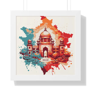 Framed Delhi Map Gallery Canvas Wraps - Home Decor - Dipaliz - 16″ x / White - Poster