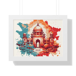 Framed Delhi Map Gallery Canvas Wraps - Home Decor - Dipaliz - 16″ x 12″ / White - Poster