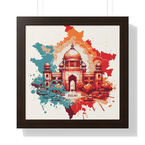 Framed Delhi Map Gallery Canvas Wraps - Home Decor - Dipaliz - 16″ x / Walnut - Poster