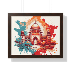 Framed Delhi Map Gallery Canvas Wraps - Home Decor - Dipaliz - 20’’ x 16’’ / Walnut - Poster