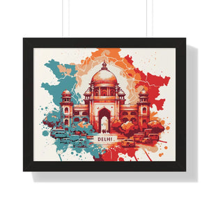 Framed Delhi Map Gallery Canvas Wraps - Home Decor - Dipaliz - 20’’ x 16’’ / Black - Poster