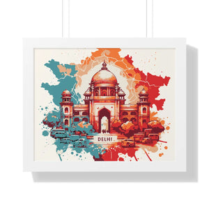 Framed Delhi Map Gallery Canvas Wraps - Home Decor - Dipaliz - 20’’ x 16’’ / White - Poster