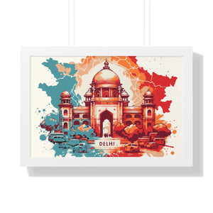 Framed Delhi Map Gallery Canvas Wraps - Home Decor - Dipaliz - 24″ x 16″ / White - Poster