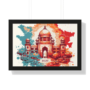 Framed Delhi Map Gallery Canvas Wraps - Home Decor - Dipaliz - 24″ x 16″ / Black - Poster