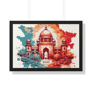 Gallery Canvas Wraps Delhi Map Framed Horizontal Poster by Dipaliz - 30’’ x 20’’ / Black - Posters Prints & Visual