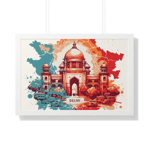 Framed Delhi Map Gallery Canvas Wraps - Home Decor - Dipaliz - 30’’ x 20’’ / White - Poster