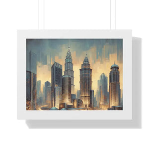 Gallery Canvas Wraps Modern City Skyline Framed Poster - Dipaliz - 16″ x 12″ / White - Posters Prints & Visual Artwork