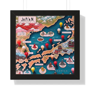 Gallery Canvas Wraps Japan Map Framed Horizontal Poster by Dipaliz - Posters Prints & Visual Artwork