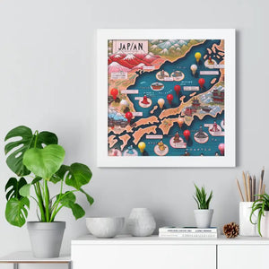 Gallery Canvas Wraps Japan Map Framed Horizontal Poster by Dipaliz - Posters Prints & Visual Artwork